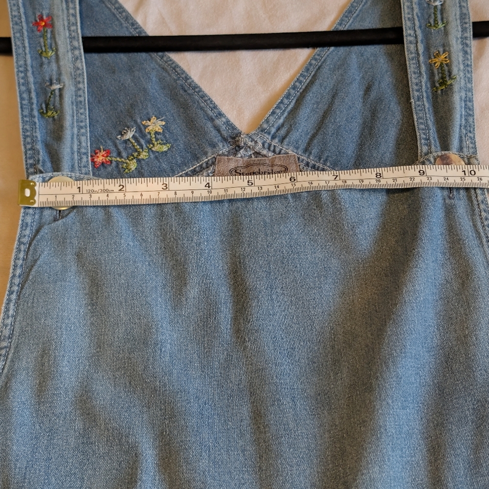 Vintage Stonebridge Denim Floral Embroidery Overalls Size Large - Picture 8 of 13
